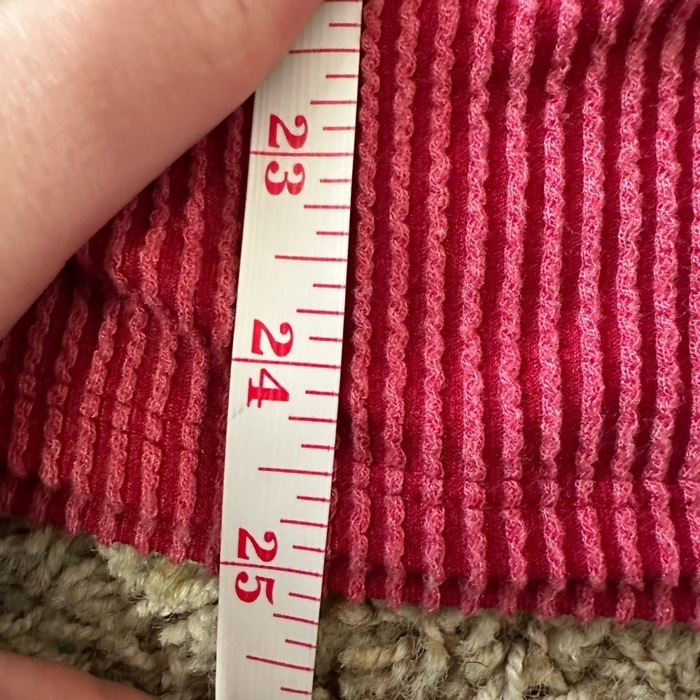 Blue Buttercup Short Sleeve Ruffled Ribbed Red Blouse - Picture 8 of 8